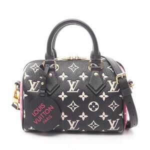 Louis Vuitton Speedy Bandouliere Empreinte Leather Handbag Black White Pink
